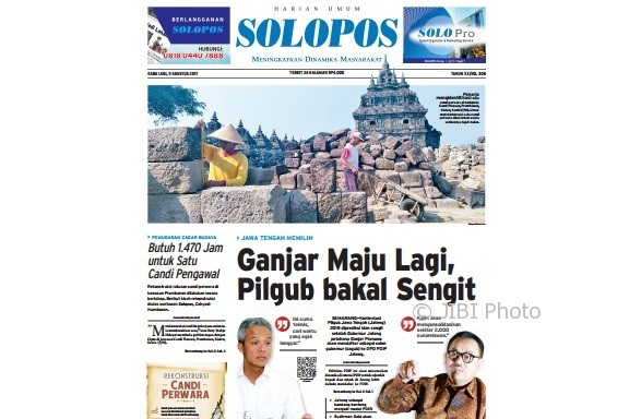 Halaman Depan Harian Umum Solopos edisi Rabu, 9 Agustus 2017.