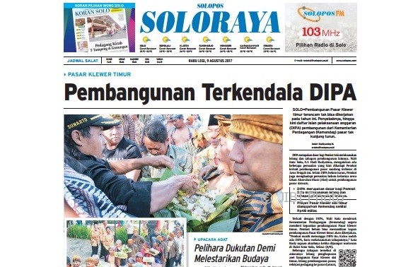 Halaman Soloraya Harian Umum Solopos edisi Rabu, 9 Agustus 2017.