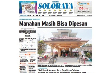 Halaman Soloraya Harian Umum Solopos edisi Selasa, 8 Agustus 2017.