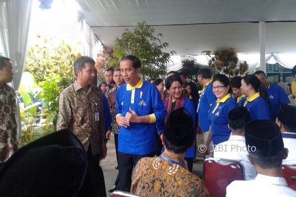 Presiden RI Joko Widodo meresmikan pencanangan imunisasi MR secara nasional. Peresmian ditandai dg pemukulan gong di MTsN 10 Sleman, Selasa (1/8/2017). (Abdul Hamied Razak/JIBI/Harian Jogja)