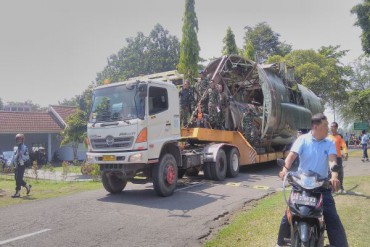 Pesawat C-130 Hercules A-1301 sampai ke Museum Pusat TNI AU Dirgantara Mandala, Jumat (29/9/2017). (Sekar Langit Nariswari/JIBI/Harian Jogja)