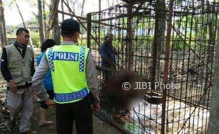 Supriyanto, 40, saat dijemput petugas Dinkes, Dinsos, dan Polsek Selogiri untuk dibawa ke RSUD Wonogiri, Jumat (13/10/2017). (Istimewa/Humas Polres Wonogiri)