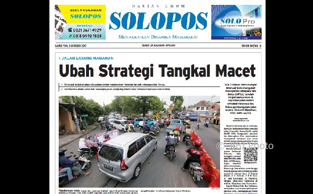 Halaman Depan Harian Umum Solopos edisi Kamis, 5 Oktober 2017