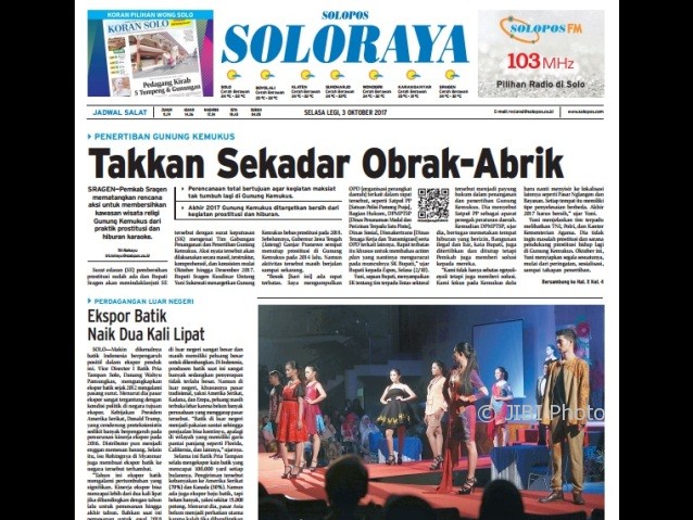 Halaman Soloraya Harian Umum Solopos edisi Selasa, 3 Oktober 2017