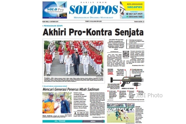 Solopos Hari Ini edisi Rabu 11 Oktober 2017