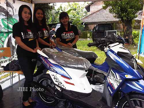 Sepeda motor Yamaha matik X-Ride yang dikhususkan bagi kegiatan petualangan dipamerkan di acara Mini Integrated Event yang digelar Diler Sumber Baru Motor (SBM) Jogja di Dusun Mredo, Bangunharjo, Sewon, Bantul Sabtu (21/12/2013). (JIBI/Harian Jogja/Bhekti Suryani)