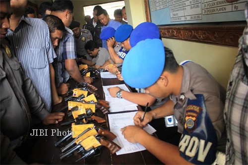 Sembilan Senpi Milik Aparat Polres Gunungkidul Digudangkan