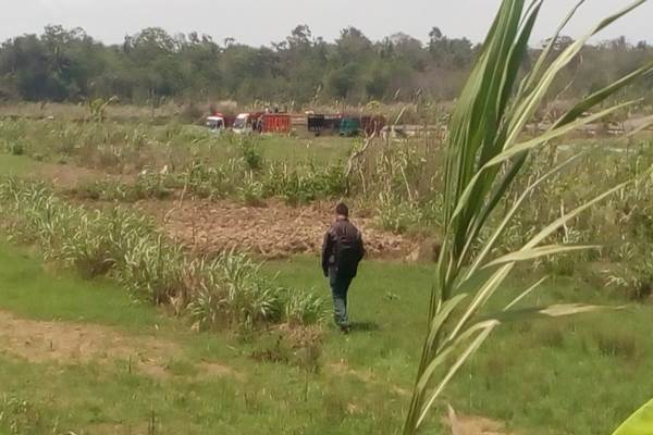 Sejumlah truk pengangkut pasir terparkir di lokasi penambangan pasir Sungai Progo yang berhimpitan dengan lahan pertanian warga, Kamis (26/11).
Praktek penambangan pasir di Sungai Progo kini mulai menggerus lahan warga. (JIBI/Harian Jogja/Bhekti Suryani)