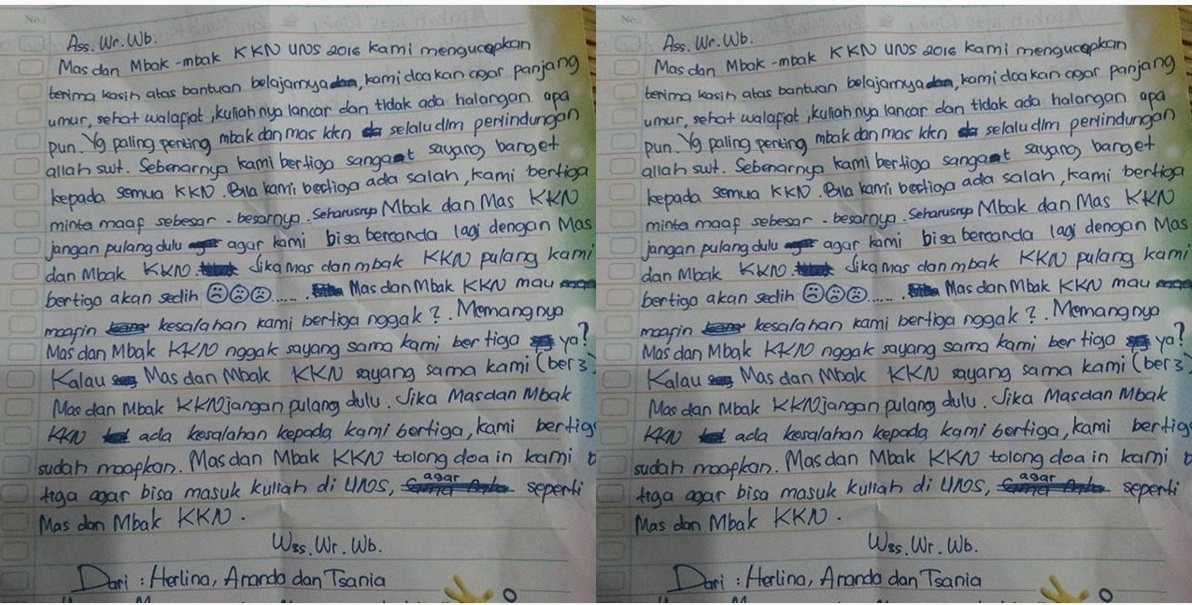 SERBA-SERBI KAMPUS : Kumpulan Surat Mengharukan dari Adik-Adik untuk Mahasiswa KKN UNS