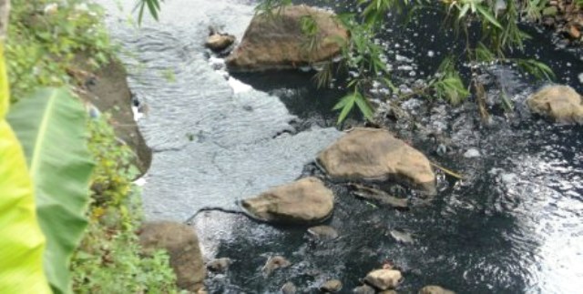 Air berwarna pekat mencemari Sungai Klampok di Desa Ngempon, Jabupaten Semarang. (Imam Yuda Saputra/JIBI/Semarangpos.com)