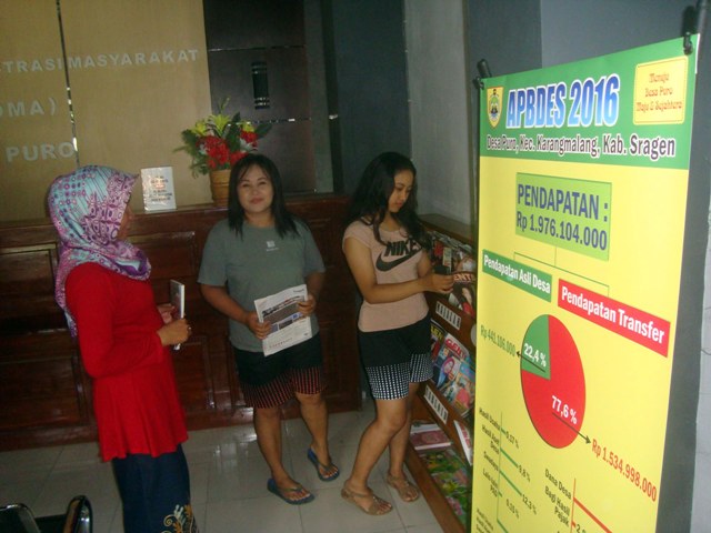 ANGGARAN DAERAH SRAGEN : Desa Puro Buka-Bukaan APB Desa 2016