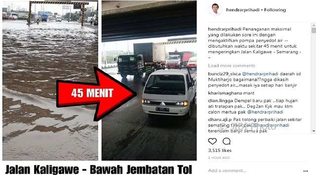 BANJIR SEMARANG : Klaim Atasi Banjir dalam 45 Menit, Wali Kota Malah Kebanjiran Kritik