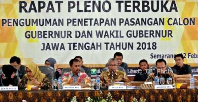 PILKADA 2018 : Pilgub Jateng Dipastikan KPU Diikuti 2 Pasang Peserta