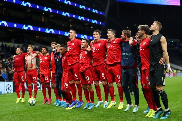 Bayern Muenchen merayakan kemenangan besar atas Tottenham, Rabu (2/10/2019) dini hari WIB. (Reuters)