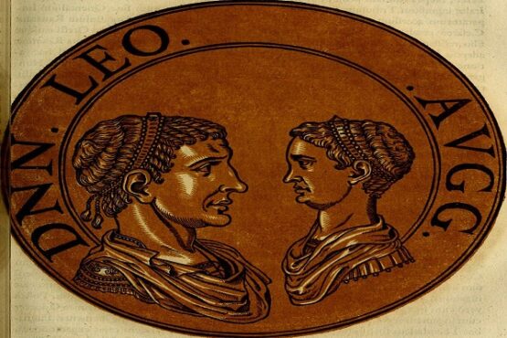 Ilustrasi Leo II (kanan) dengan kakeknya, Leo I. (Wikimedia.org)