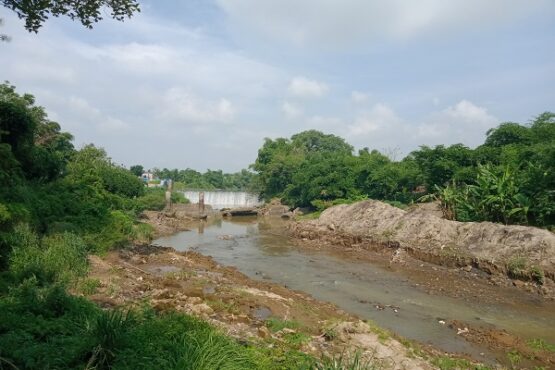 Sungai Bengawan Solo di kawasan makam Bendungan, RT RT 004/RW 006, Desa Klodran. Colomadu, yang terkena longsor pada akhir 2018. Foto diambil Rabu (29/1/2020). (Solopos/M. Aris Munandar)