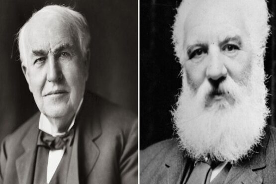 Thomas Alva Edison (kiri) dan Alexander Graham Bell (kanan). (Solopos-Dok.)