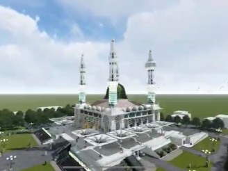 Desain 3D Masjid Agung Karanganyar. (Istimewa/Bupati Karanganyar Juliyatmono)