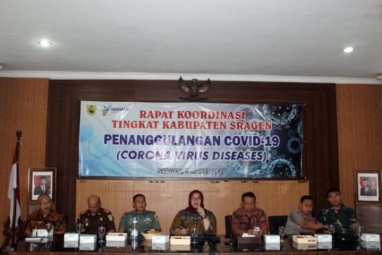 rakor kewaspadaan penyebaran virus corona di sragen agar tidak menciptakan hoaks