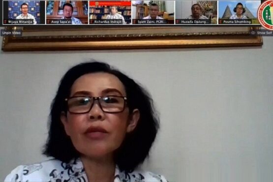Tangkapan layar dari Ketua Pengurus Besar Persatuan Guru Republik Indonesia (PGRI) Prof. Unifah Rosyidi. (Antara-Indriani)