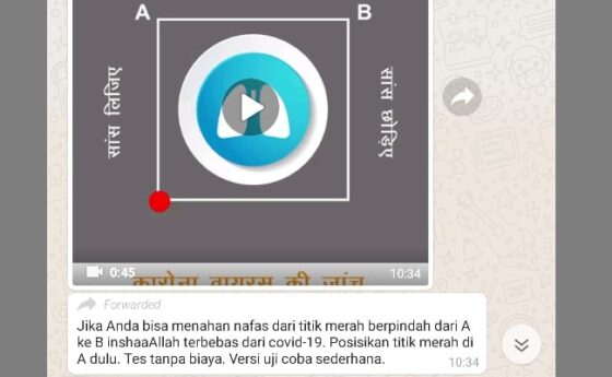 Kiriman Tes Covid-19 dengan Menahan Napas di grup Whatsapp. (Istimewa)