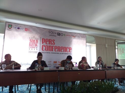 Konferensi pers Solo Batik Fashion # 12 di Hotel Solia, Sabtu (26/9/2020) sore. (Ika Yuniati / Solopos)