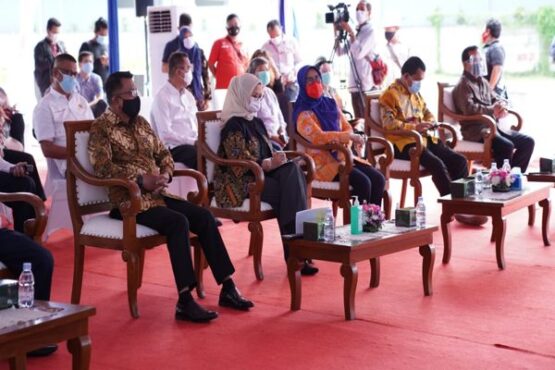 Kepala Staf Kepresidenan Dr. Moeldoko saat menghadiri groundbreaking pembangunan pabrik vaksin PT Jakarta Biopharmaceutical Industry (JBio) di Kawasan Industri Cikande, Serang, Banten, Selasa (24/11/2020). (istimewa)