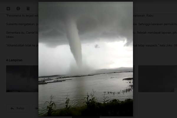 Waterspout di WGM Wonogiri Fenomena Langka, Begini Penjelasan Lapan