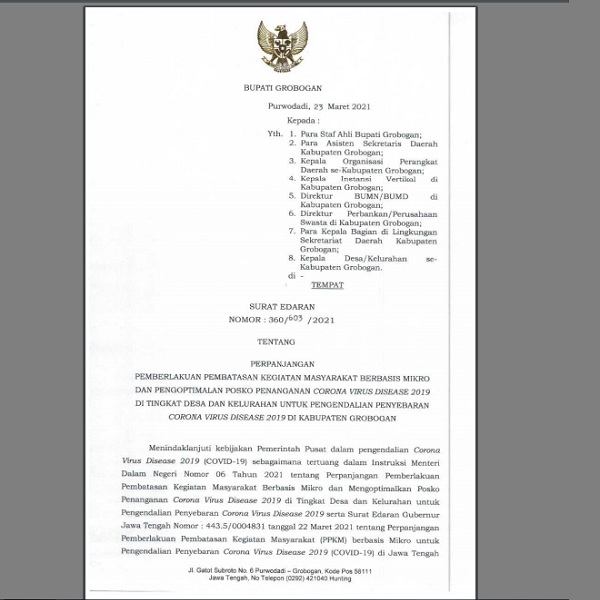 PPKM Mikro Lanjutan, Hajatan di Grobogan Diperbolehkan Tapi…