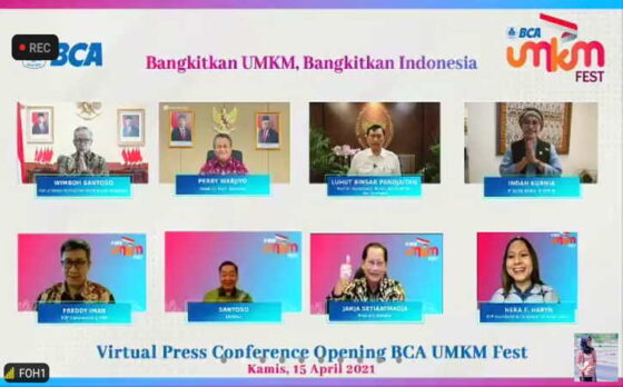 Jumpa pers virtual BCA UMKM Fest, Kamis (15/4/2021). (Farida Trisnaningtyas/Solopos)