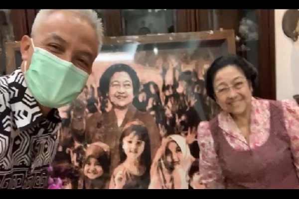 Tangkapan layar Gubernur Jateng Ganjar Pranowo saat menemui Ketua Umum PDIP Megawati Soekarnoputri. (Instagram-@djokosusilopainting)
