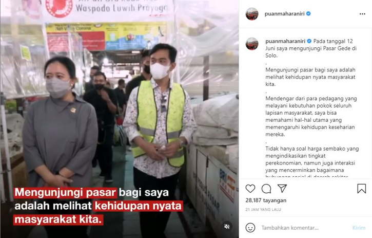 Puan Maharani Posting Kunker di Solo, Netizen: Kok Malah Main Medsos