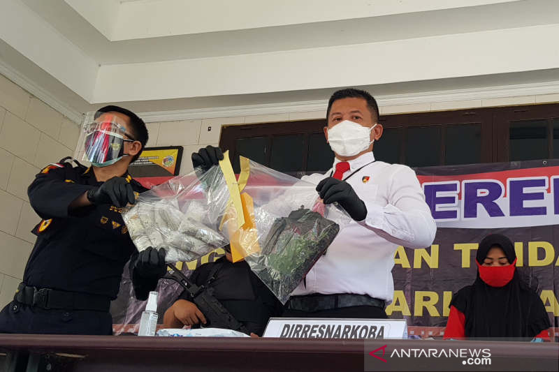 Direktur Reserse Narkoba Polda Jawa Tengah Kombes Pol. Lutfi Martadian menunjukkan barang bukti Sabu-sabu yang dikirim dari Malaysia, Senin. (Antara)