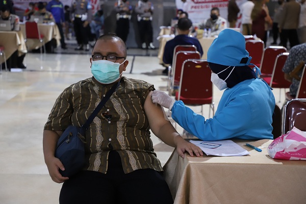 Pelaksanaan vaksinasi bagi kalangan penyandang disabilitas digelar di Sleman City Hall, Kamis (5/8). (Harian Jogja-Abdul Hamid Razak)