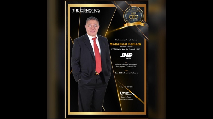 Bos JNE M. Feriadi Soeprapto Dinobatkan Sebagai Best CEO Award 2021