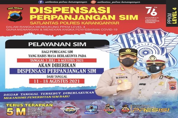 Pengumuman, Jadwal Pelayanan Dispensasi SIM di Karanganyar Diundur