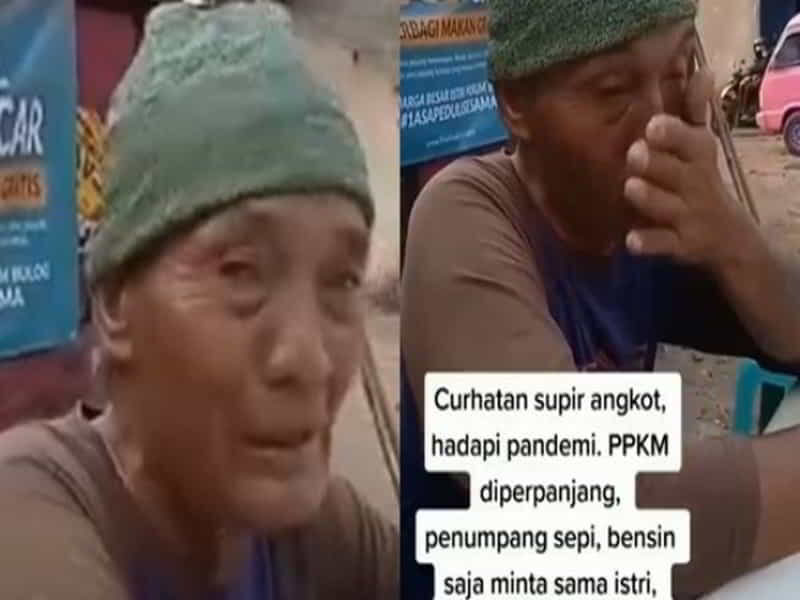 Viral sopir angkot menangis pilu kena efek PPKM Darurat. (Instagram/@beritaterkini.id_)