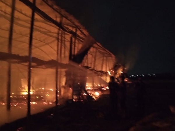 Kandang ayam milik Suparno, 59, warga Desa Medani, Kecamatan Tegowanu, Kabupaten Grobogan ludes terbakar, Rabu (22/9/2021). Kerugian akibat kejadian ini Rp500 juta. (Istimewa)