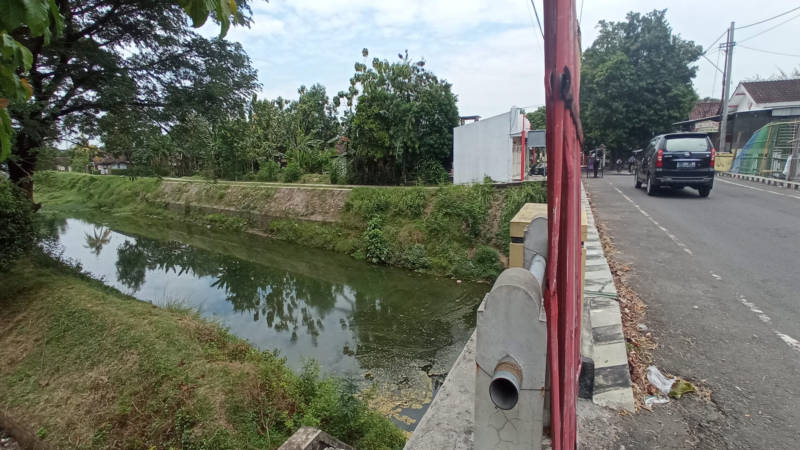 Pemandangan di sekitar Sungai Garuda yang merupakan anak Sungai Bengawan Solo tak jauh dari Kampung Kauman, Sragen Wetan, Sragen, Selasa (21/9/2021). (Solopos/Moh Khodiq Duhri)