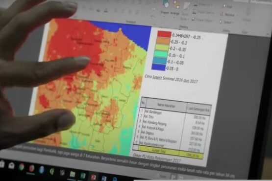 Kontur permukaan tanah berdasarkan tingkat penurunannya melalui citra satelit dengan teknik DinSAR (1)