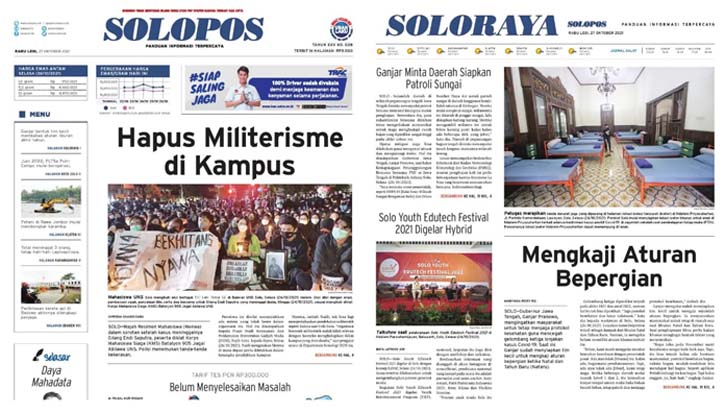 Solopos Hari Ini: Hapus Militerisme di Kampus
