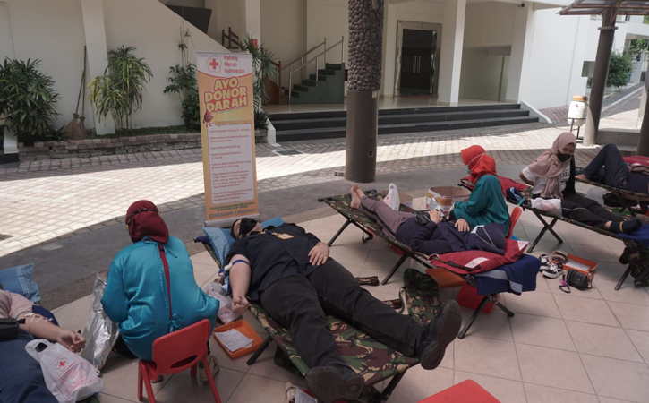 Aara donor darah “Dari NUNI untuk Indonesia”, di Student Center UKSW, Senin (11/10/2021) pagi. (Istimewa)