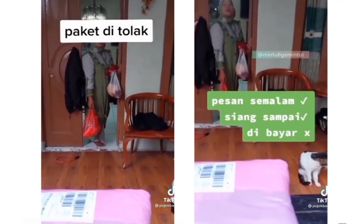 Pria yang terima 34 paket dalam sehari setelah keponakannya memesan di aplikasi online. (Instagram/@viralkak)