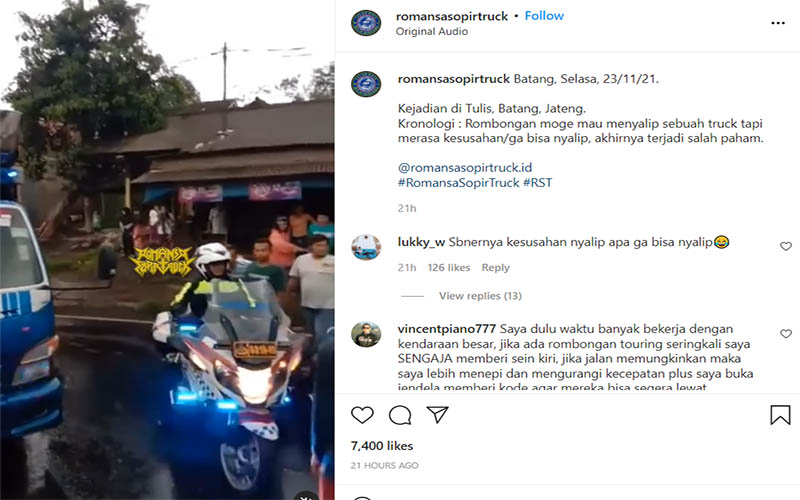 Ini Penyebab Sopir Truk Ribut dengan Rombongan Moge di Batang