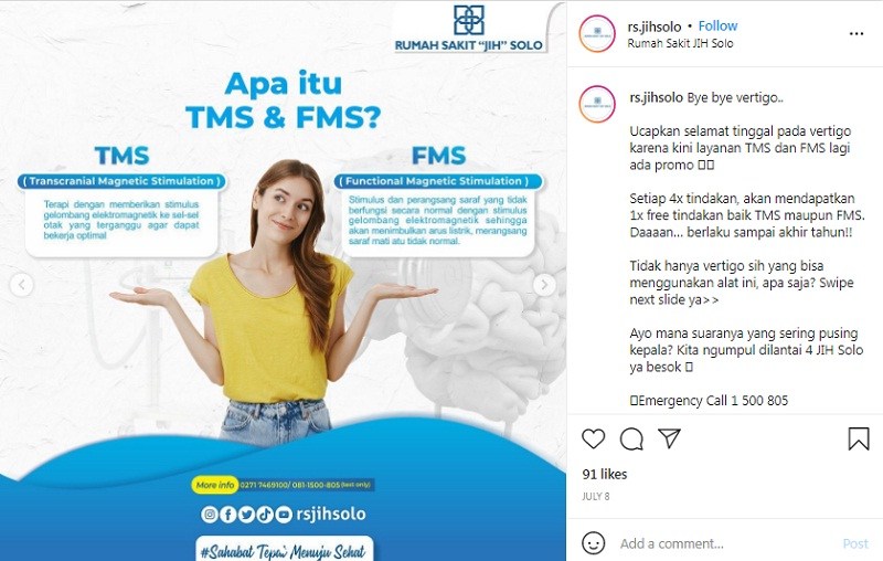 Bye Bye Vertigo! RS JIH Solo Geber Promo Layanan TMS dan FMS