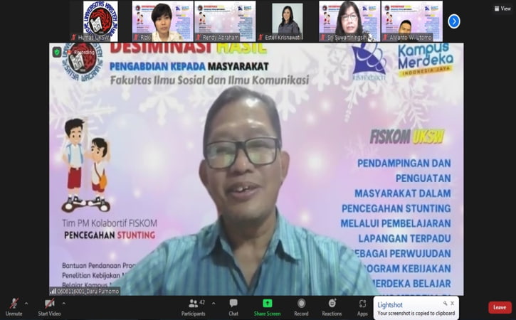 Tangkapan layar kegiatan Diseminasi Hasil Pengabdian kepada Masyarakat (PkM) secara daring melalui zoom meeting, Kamis (23/12/2021). (Istimewa)