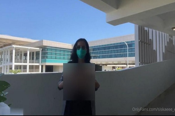 Tangkapan layar video aksi ekshibisionisme yang diduga dilakukan Siskaeee di Bandara YIA. (Twitter/Harian Jogja)