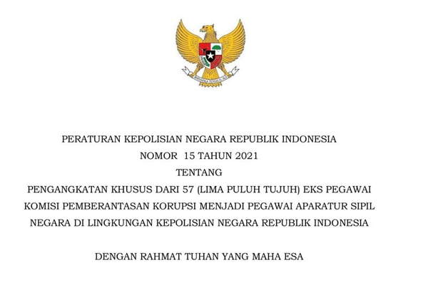 Surat Pengangkatan 57 Eks Pegawai KPK sebagai ASN Polri Terbit