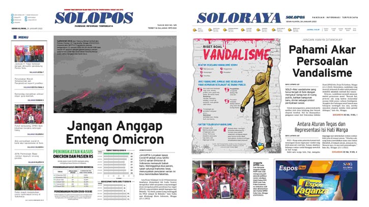 Solopos Hari Ini: Jangan Anggap Enteng Omicron