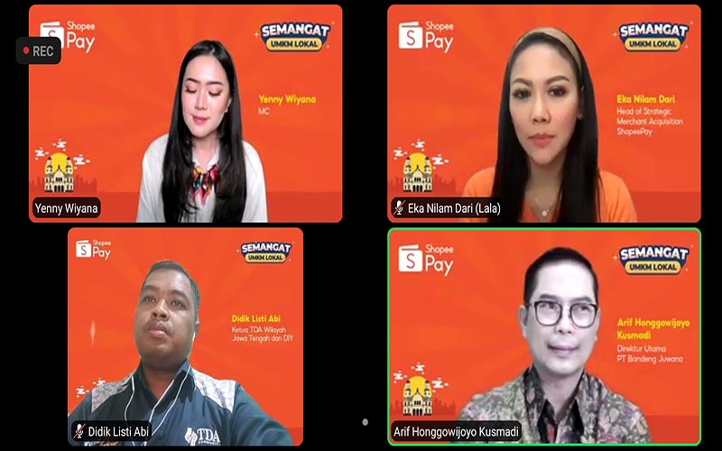 Suasana jumpa pers virtual yang digelar ShopeePay terkait program Semangat UMKM Lokal di Semarang, Selasa (18/1/2022). (Solopos.com-Zoom)